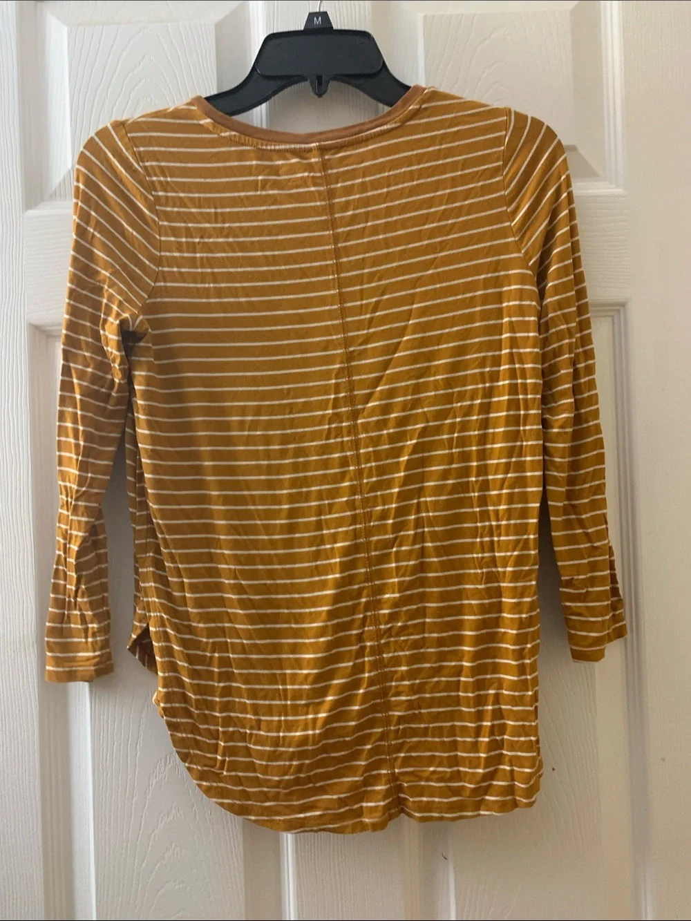 Old Navy Mustard Orange and White Striped Long-Sleeve Tee